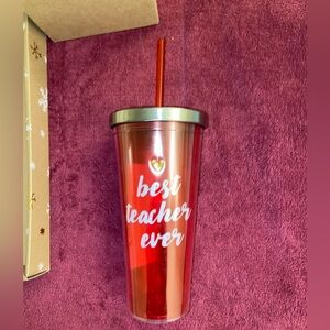Red Tumbler with Straw - Best Teacher Ever